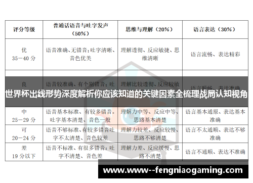 世界杯出线形势深度解析你应该知道的关键因素全梳理战局认知视角